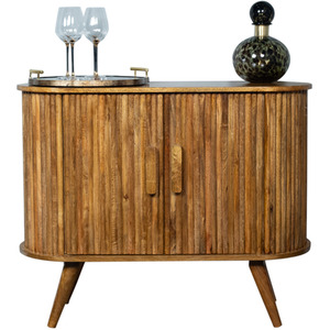 2 Door Solid Mango Wood Sideboard Buffet Medium Oak