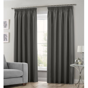 Luxury Faux Silk Plain Curtain Pair
