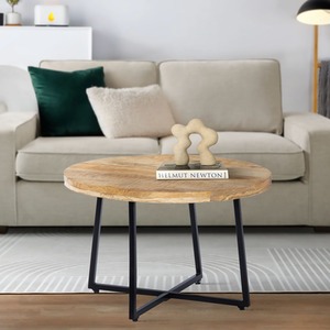 Home Source Modesto Mango Wood Round Coffee Table