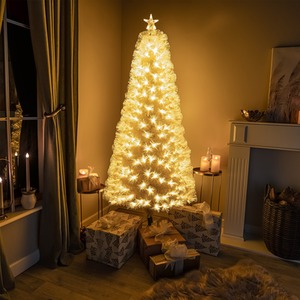 4ft White Fibre Optic Xmas Tree with White Fibre Optic Lights