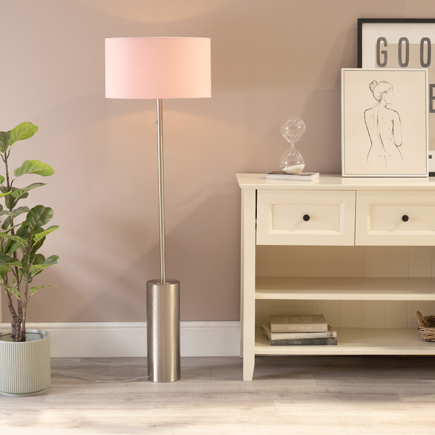 Image of Lexy Brushed Chrome Dimmable Floor Lamp&hellip;