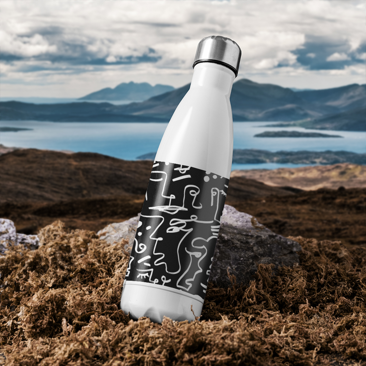 Geometric Shapes Repeating Designer Stainless Steel Bottle