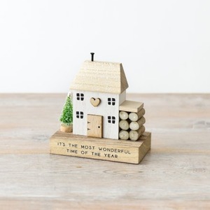 Wooden House Block with Firewood