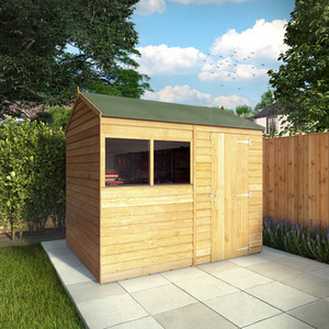 Waltons 8ft x 6ft Wooden Overlap Reverse Apex Roof Garden Storage Shed