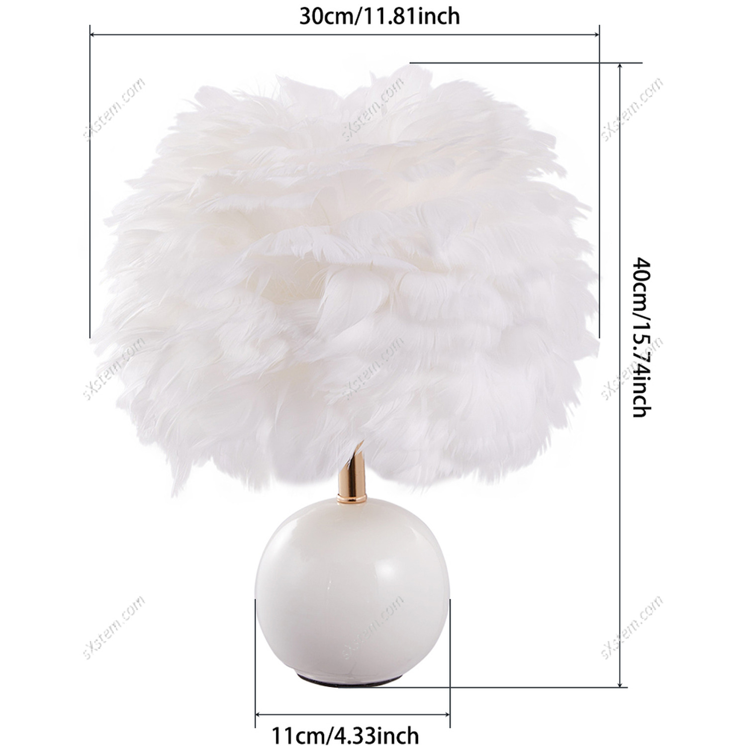 White Feather Bedside Table Lamp - White