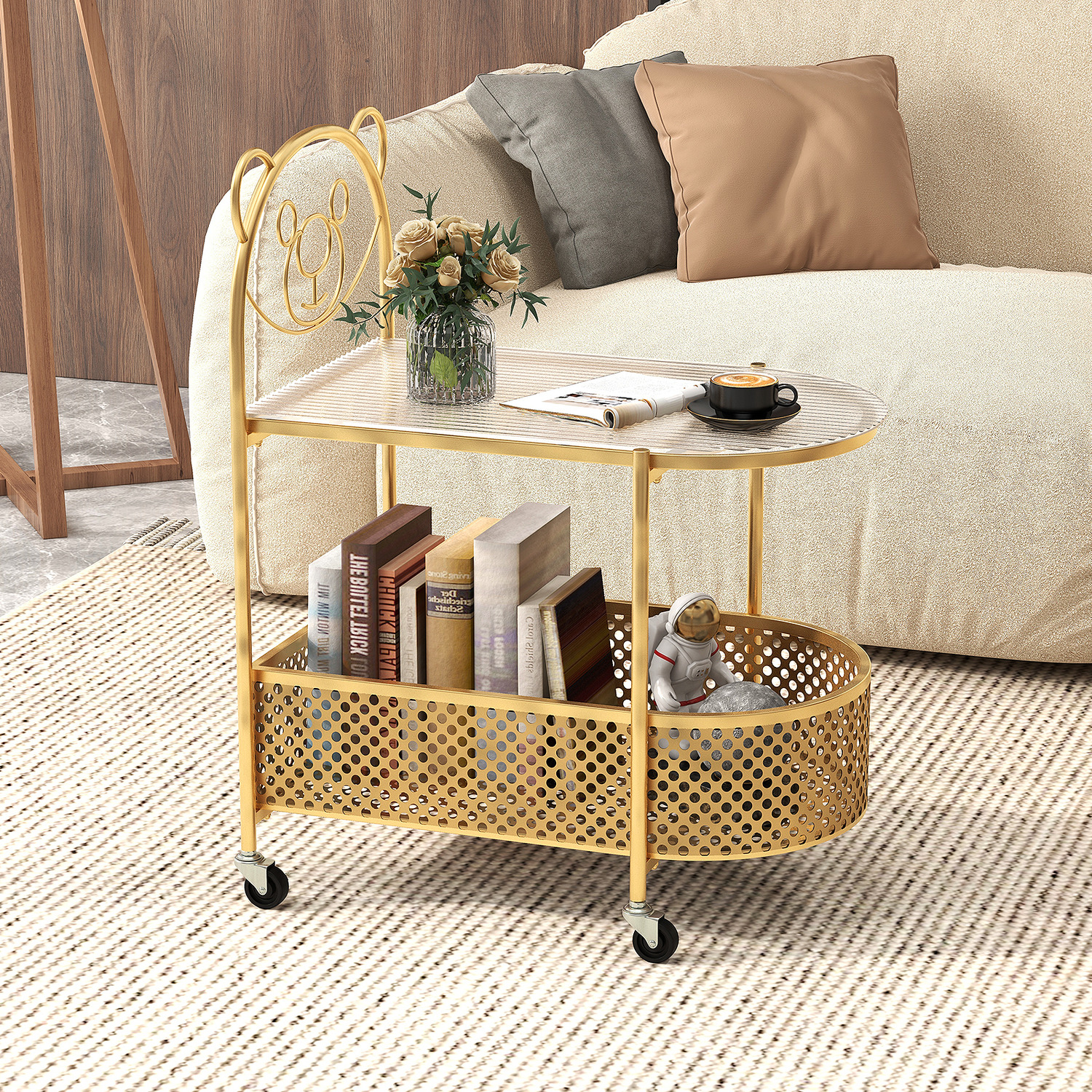 2-tier Modern Glass Coffee Table - Gold