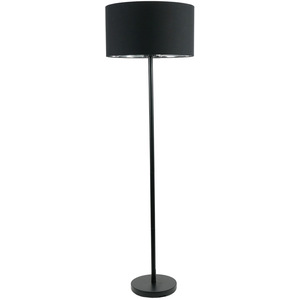 Charlie Black Stem Floor Lamp with Black and Chrome Inner Lamp Shade and Bulb