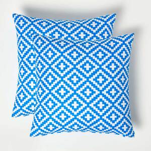 Blue Geometric Outdoor Cushion 45 x 45 cm, Set of 2