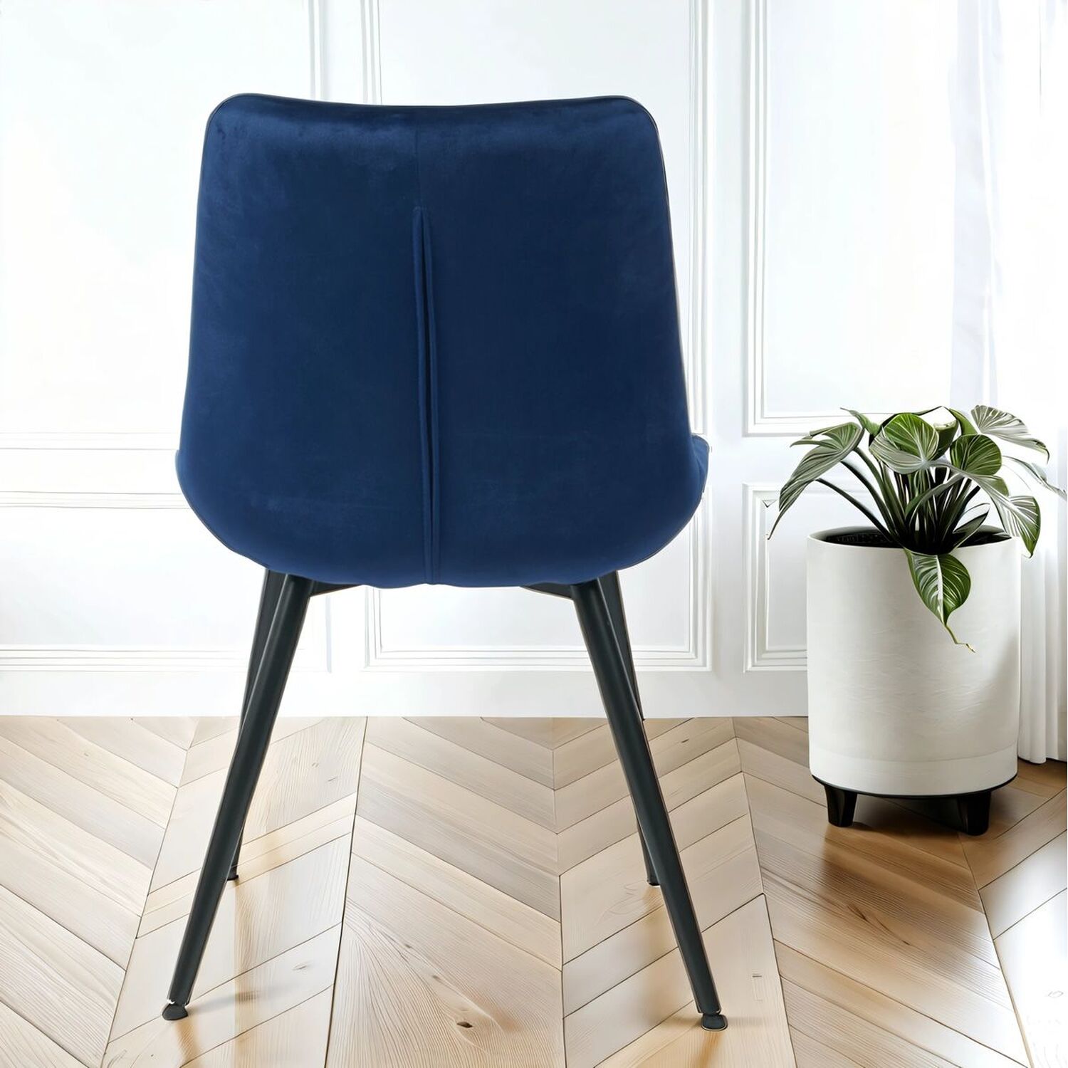 Velvita Luxury Velvet Dining Chair - Blue 2 Metal Velvet