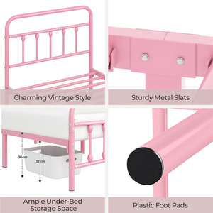 Pink / Single Yaheetech Vintage Metal Bed Frame shot 7718451