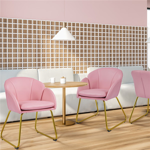 Simple Pink Yaheetech Flower Shape Vanity Chair Accent Chair shot 7791901