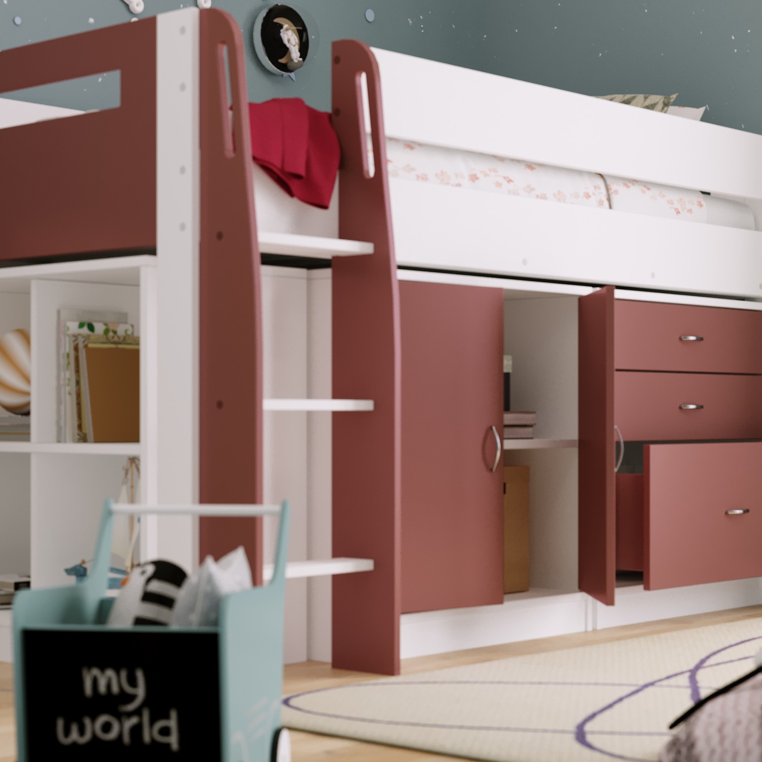 Anderson Kids Storage Mid Sleeper Bed Pink - Pink