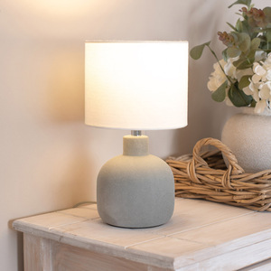 Chelsea Sandblast Ceramic Table Lamp with Linen Drum Shade and LED Bulb
