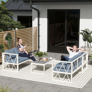 Outsunny 4 Piece L Shaped Garden Furniture Set Adjustable Lounger