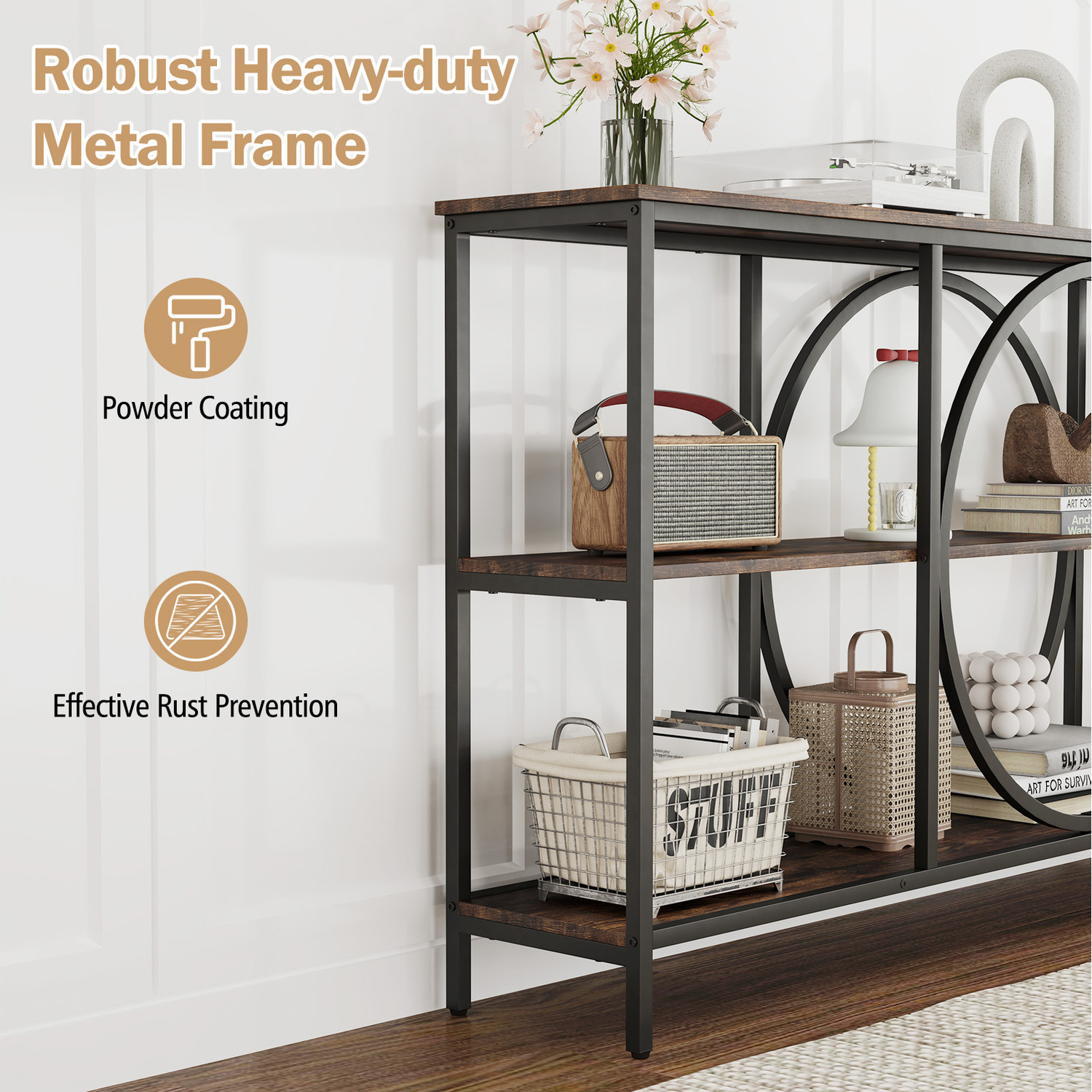 3-tier Console Table Entry Table - Brown