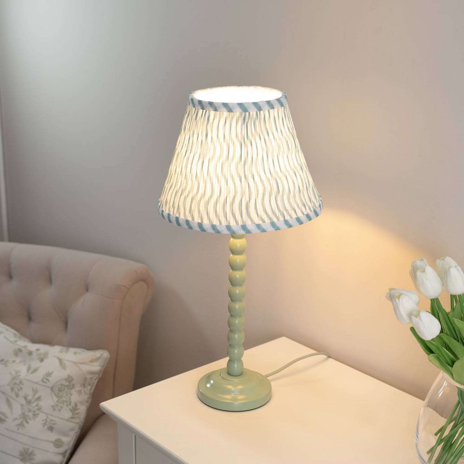 Image of Bobbins Sage Green Table Lamp with&hellip;