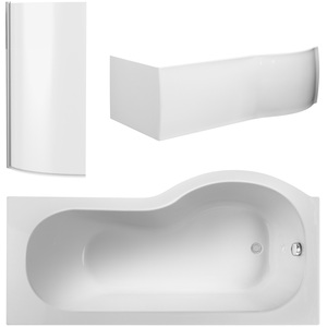 Left Hand Bath Curved 6mm Safety Glass Screen and Front Panel 1700mm