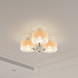 Round Acrylic LED Semi Ceiling Light with Crystal Accent