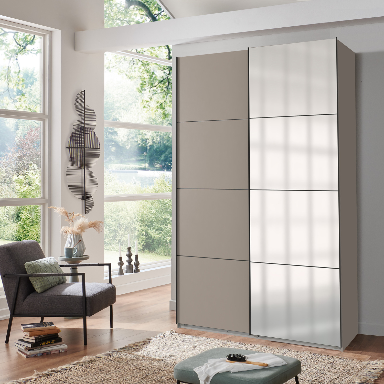 Aalst Sliding Wardrobe - Grey 135cm