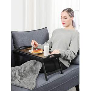 SONGMICS Bamboo Bed Tray Table, Folding Legs