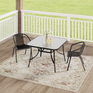 Outdoor Garden Table with Two Rattan Chairs