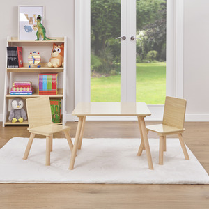 Kids Natural Wood Table and Two Chairs Set