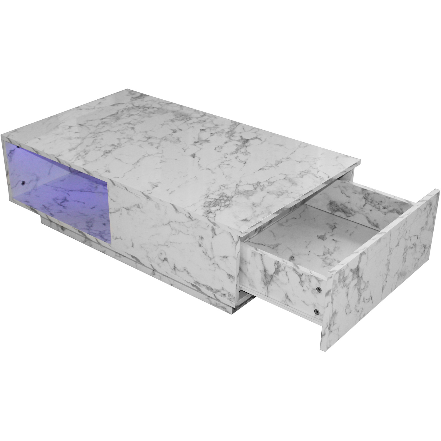 Contemporary Led Coffee Table - White Marble