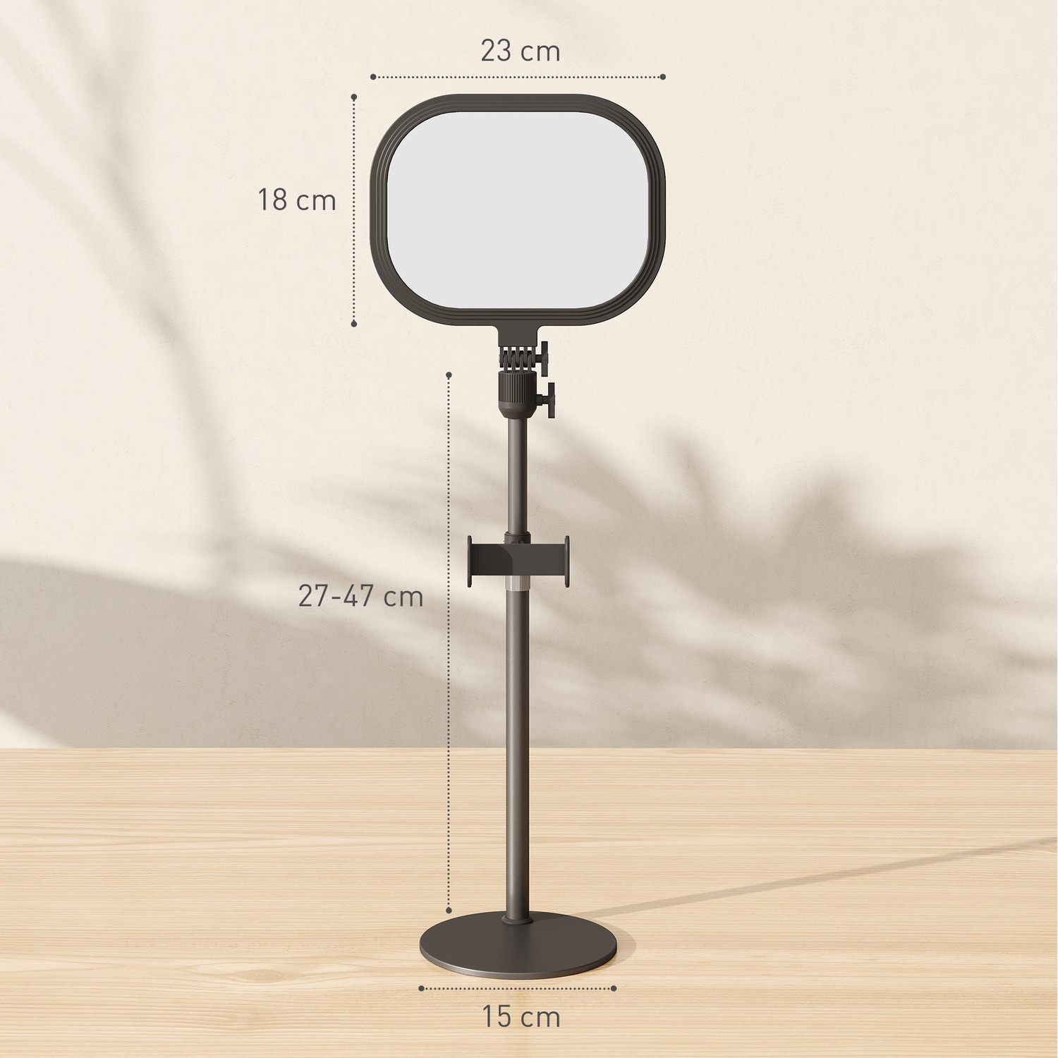 HOMCOM LED Desk Lamp with Phone Holder for Home Office, Bedroom - black