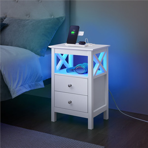 Yaheetech Side Table Bedside Table with 2 Drawer