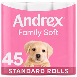 Andrex Toilet Rolls x45 Gentle Clean Fragrance-Free 2 Ply Toilet Paper