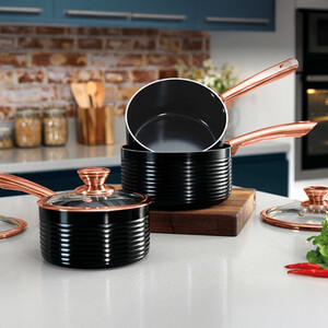 Linear Rose Gold 3 Piece Saucepan Set