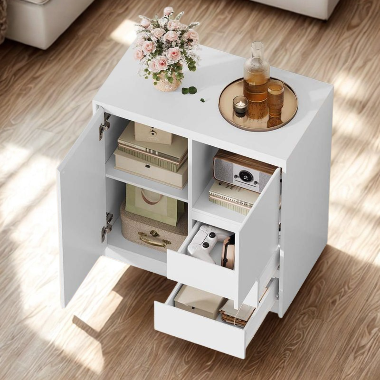 Modern Sideboard With Drawers - White