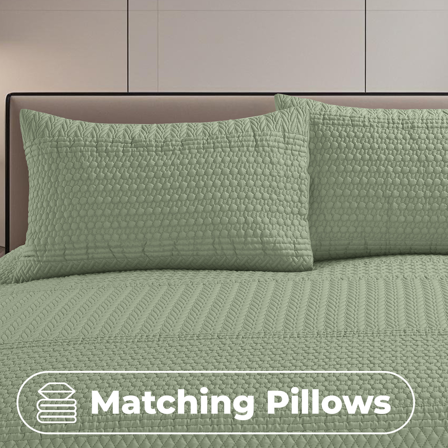 3d Embossed Allover Pattern Duvet Set - Sage King