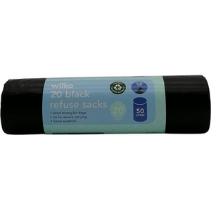 Pack of 20 Flat Top Refuse Sacks 50L