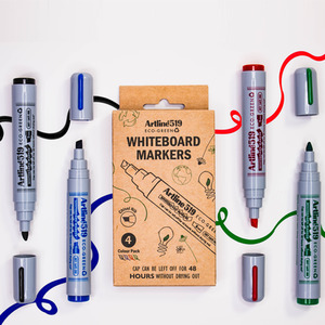 Artline Eco-Green Whiteboard Marker Dry Safe  Pack of 4 - Chisel nib