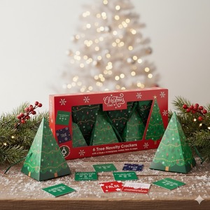 6 Pyramid Tree Novelty Christmas Crackers True Or False Game 13cm