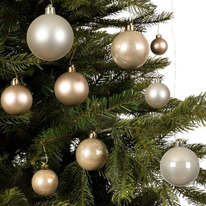 30 Pearl Gold Baubles Christmas Tree Decorations Shatterproof