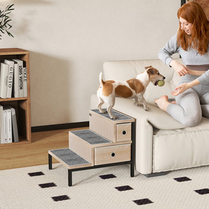 PawHut Dog Stairs with Storage for Small Dogs Cats Sofa High Bed