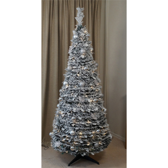 Pre-Lit Led Pop Up Silver Decor Xmas Tree
