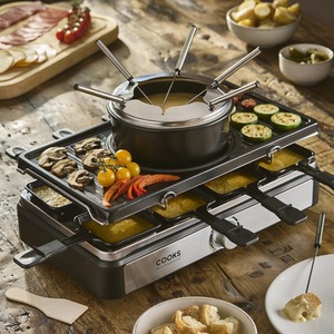 Cooks Professional Electric Raclette Grill  Fondue Set 1400w
