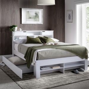 Fabio White Wooden Storage Bed