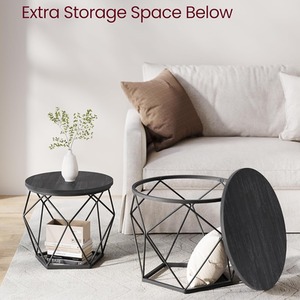 Black / 40.6cm / Particle Board VASAGLE Set of 2 Side Coffee Tables shot 11614089