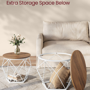White / 39.2cm / Steel VASAGLE Set of 2 Side Coffee Tables shot 11614194