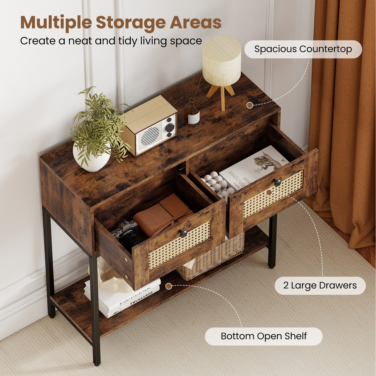 Boho Console Table - Brown
