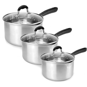 Stainless Steel Saucepans and Pans - Set of 3
