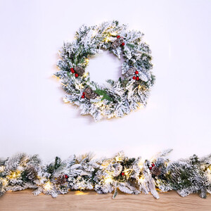 The Pre-lit Snowy Alpine Wreath