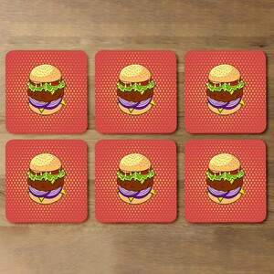 The pop art illustration of burger Designer Coaster Set