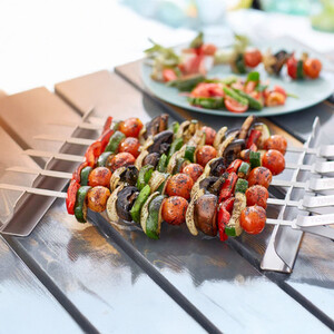 6pc Skewer Set with Stand Stainless Steel