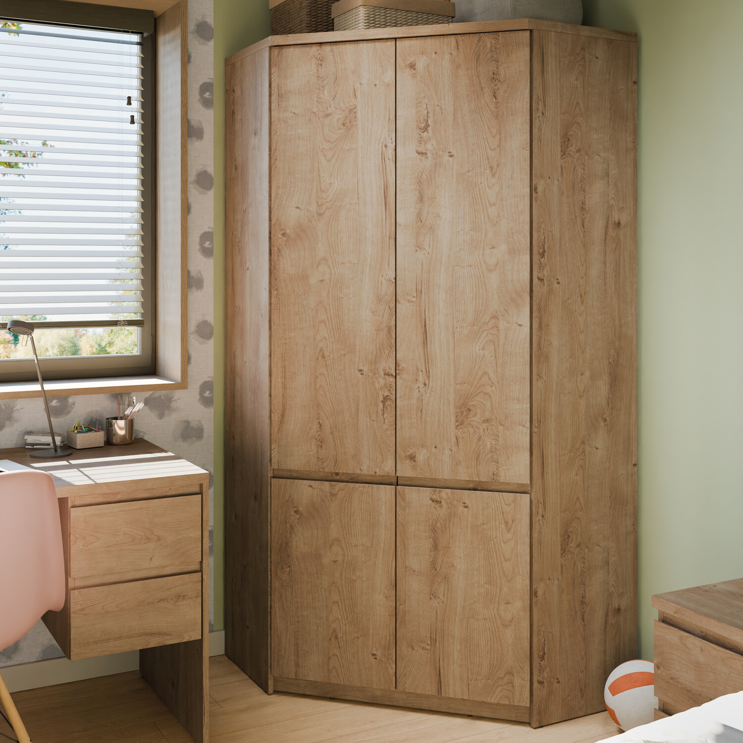 Fribo Corner Wardrobe - Oak