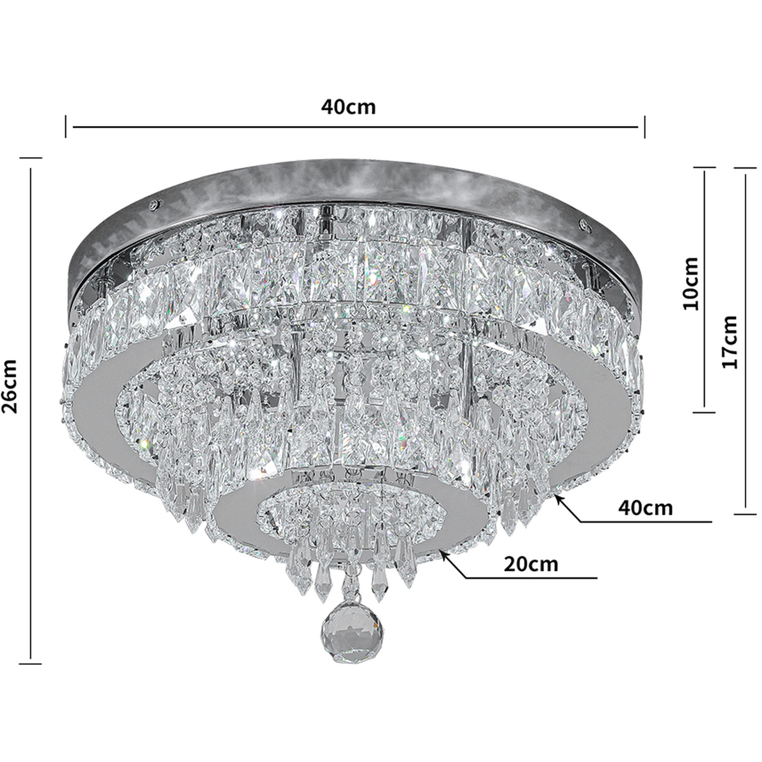 Elegant Crystal Layers Round Ceiling Light - Silver